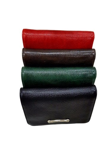 1:1 quality version Cow Leather Bifold Wallet Metal Logo Short Card Cash Purse 4 colors 29222342