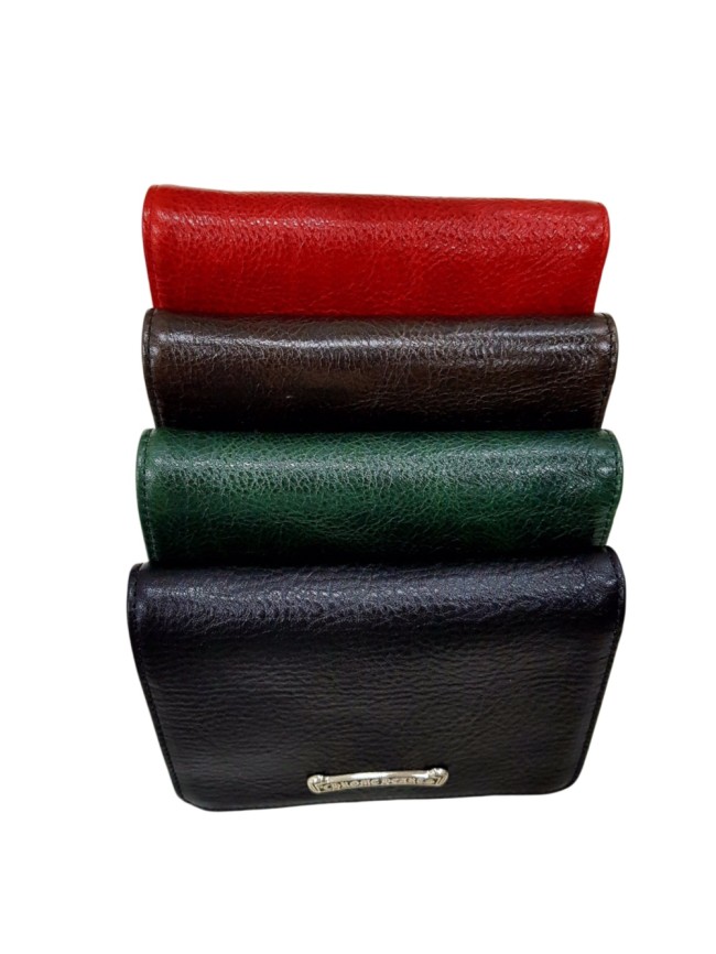 1:1 quality version Cow Leather Bifold Wallet Metal Logo Short Card Cash Purse 4 colors 29222342