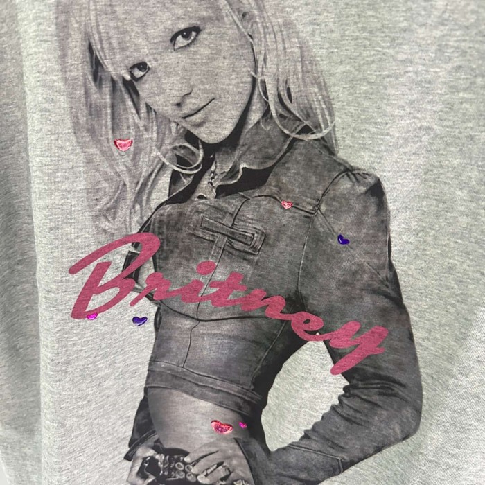 1:1 quality version Hot Girl Style Britney Gray Printed Washed Tee 29222331