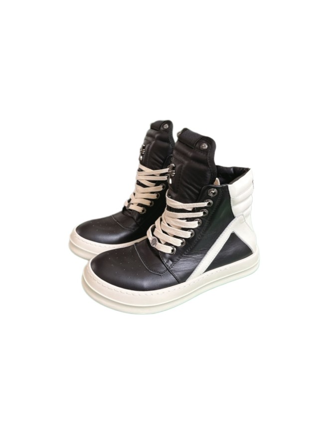 1:1 quality version R*ck0wens Silver accessories decorate the calfskin contrasting high-top shoes 2 colors 28791727