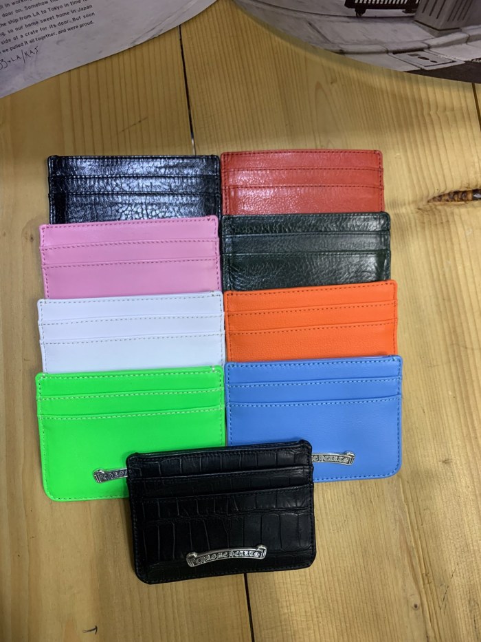 1:1 quality version Cowhide Card Holder Metal Bar Logo Slim Multi Slot Card Wallet 8 colors 29222373
