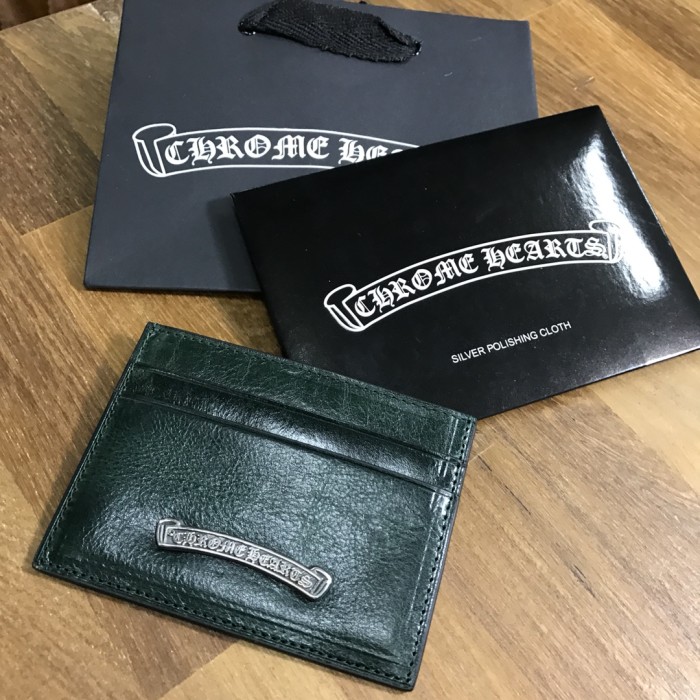 1:1 quality version Cow Leather Curved Metal Bar Logo Slim Double Slot Credit Card Wallet 3 colors 29222385