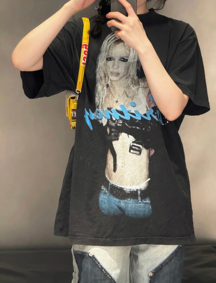 1:1 quality version Britney portrait printed Tee 28430284