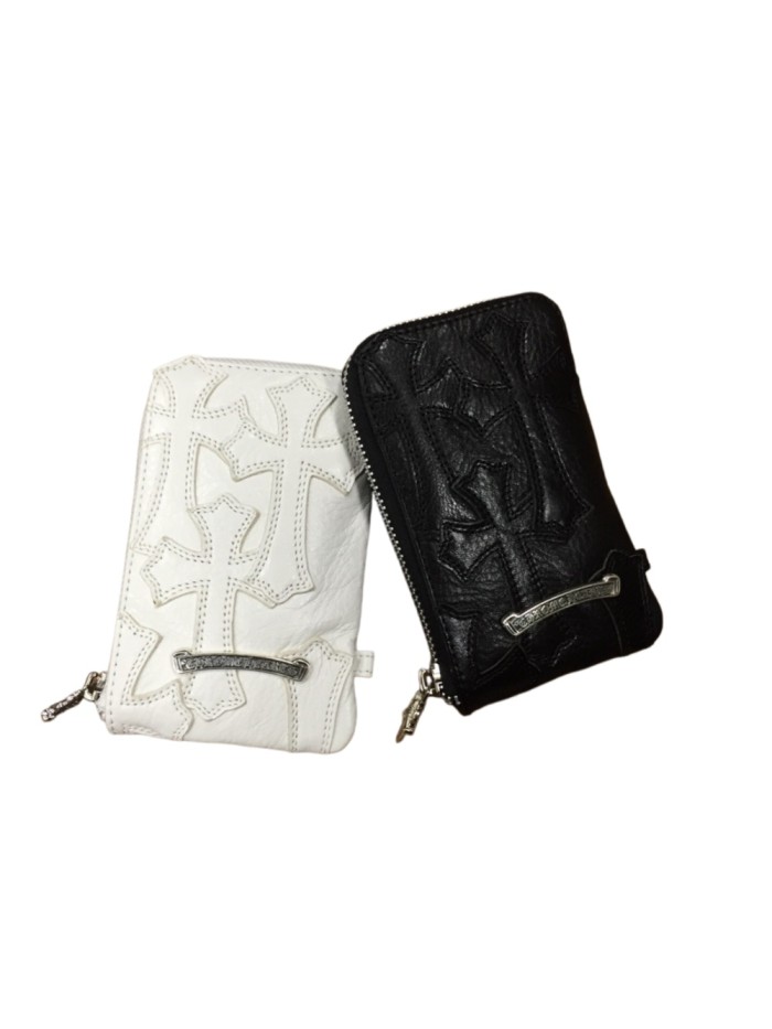 1:1 quality version Cow Leather Multi Cross Patch Metal Bar Logo Medium Zip Around Wallet Card Holder 2 colors 29222383