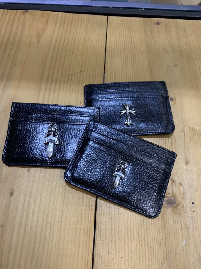 1:1 quality version Cow Leather Cross & Dagger Metal Logo Slim Card Holder 29222353