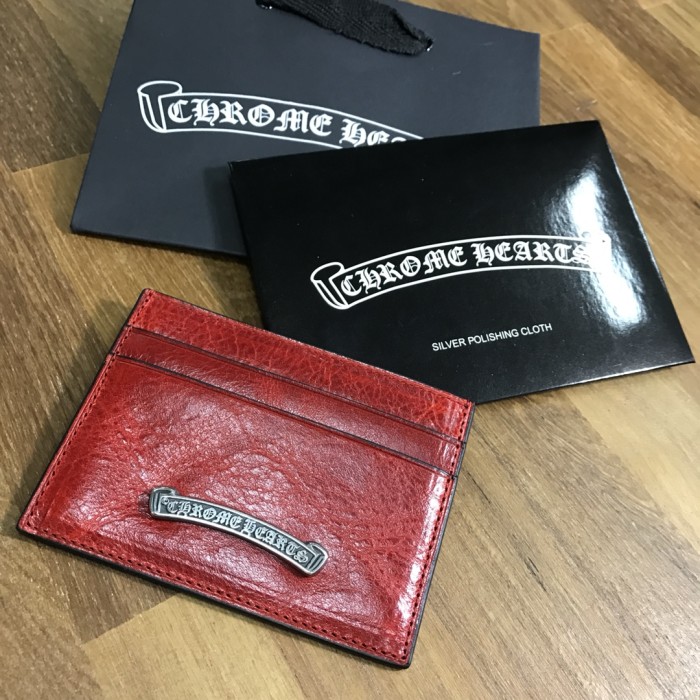 1:1 quality version Cow Leather Curved Metal Bar Logo Slim Double Slot Credit Card Wallet 3 colors 29222385
