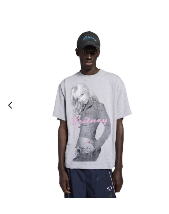 1:1 quality version Hot Girl Style Britney Gray Printed Washed Tee 29222331