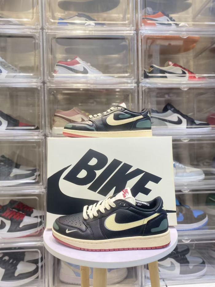 [plus-size shoes] Air @j1 Low OG Nigel Sylvester Collab Black Vintage Faded Green Aged Leather Sneakers 2 colors 29225165