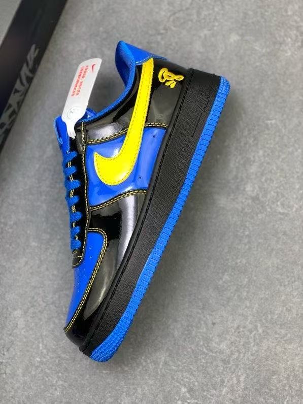 Air Force 1 Low Lakers Theme Black Blue Yellow Patent Leather Sneakers 29225591