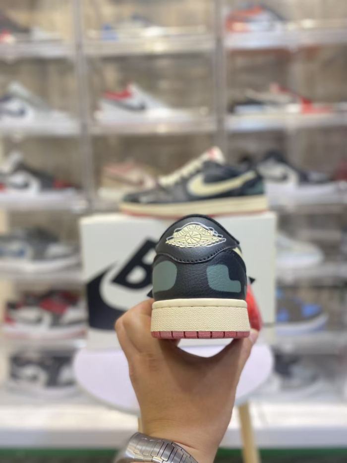 [plus-size shoes] Air @j1 Low OG Nigel Sylvester Collab Black Vintage Faded Green Aged Leather Sneakers 2 colors 29225165