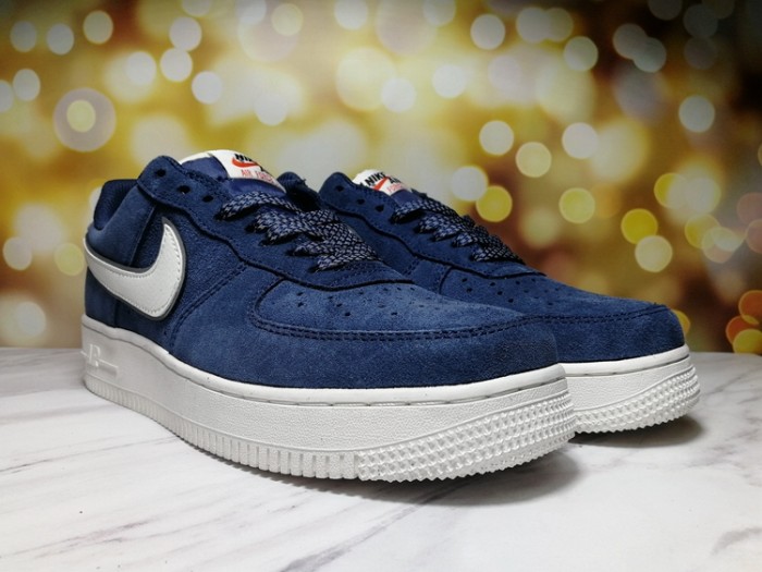 Air Force 1 Low Navy Suede Off White Midsole Minimal Contrast Sneakers 29225543