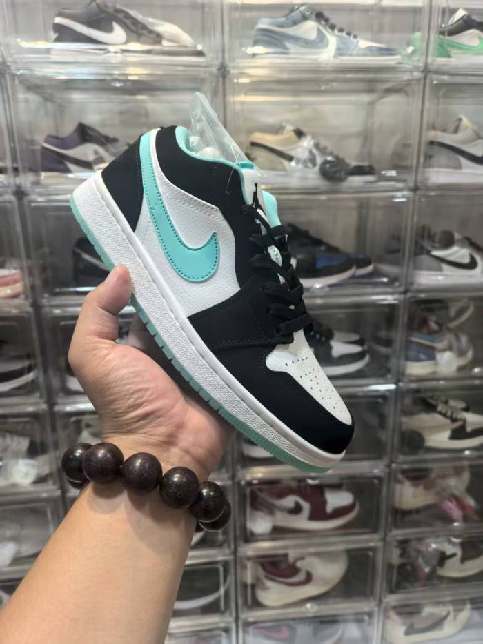 [plus-size shoes] Air @j1 Low Black White Mint Green Tiffany Contrast Sneakers 29225363