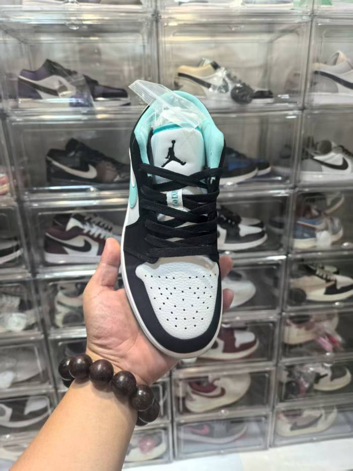 [plus-size shoes] Air @j1 Low Black White Mint Green Tiffany Contrast Sneakers 29225363