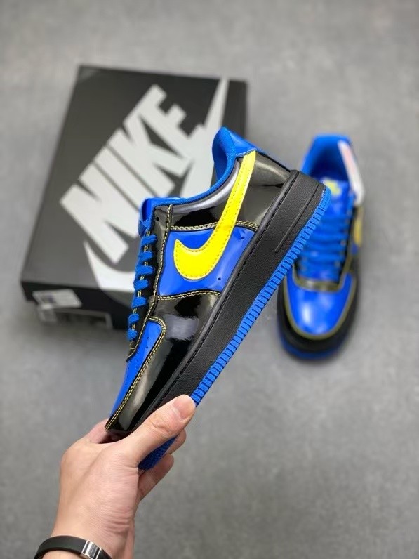 Air Force 1 Low Lakers Theme Black Blue Yellow Patent Leather Sneakers 29225591