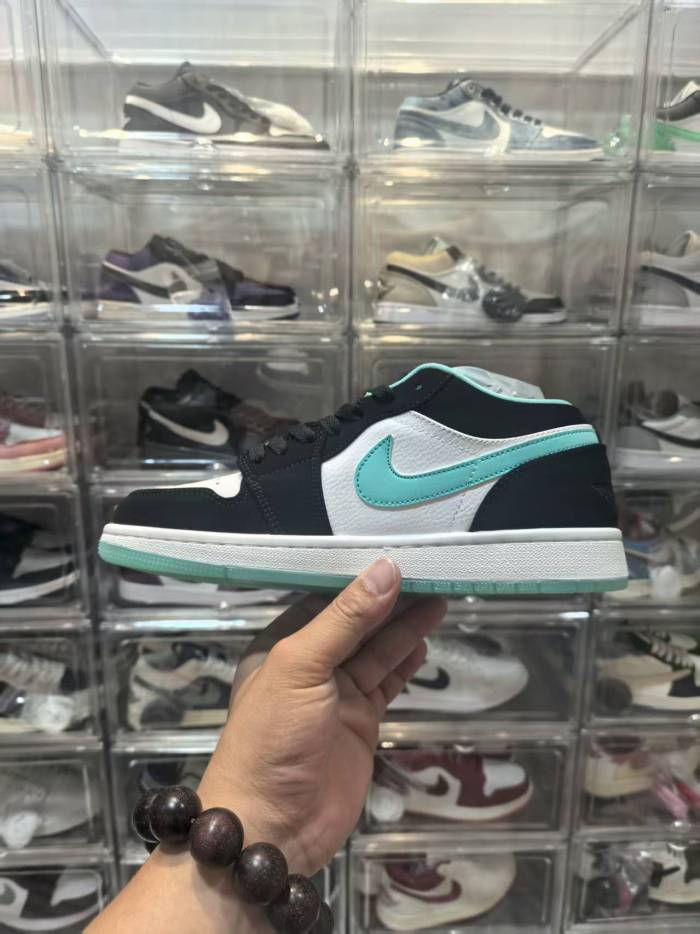 [plus-size shoes] Air @j1 Low Black White Mint Green Tiffany Contrast Sneakers 29225363