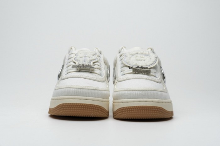 [plus-size shoes] 1:1 quality version Air Force 1 Low Off White Canvas Removable Metallic Silver Swoosh Gum Outsole Sneakers 29225509