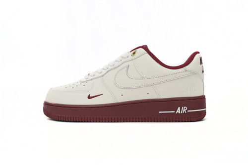 Air Force 1 40th Anniversary Off White Burgundy Double Swoosh Retro Leather Sneakers 29225442