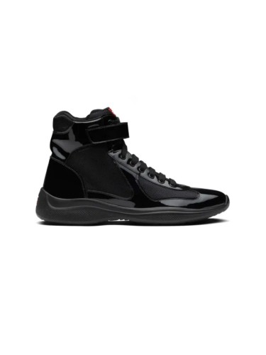 PR@DA@ AMERICA S CUP HIGH-TOP SNEAKERS IN BLACK   PRD021