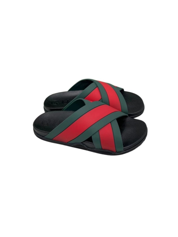 1:1 quality version Red and Green Cross Strap Slippers 27693088