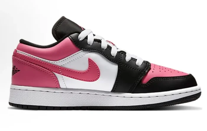 Air @j1 Low GS Black White Pink Toe Colorway Casual Wear Resistant Leather Sneakers 2 colors 29225147
