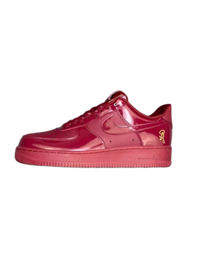 Air Force 1 Low Burgundy Patent Leather Signature Embroidery Sneakers 29225630