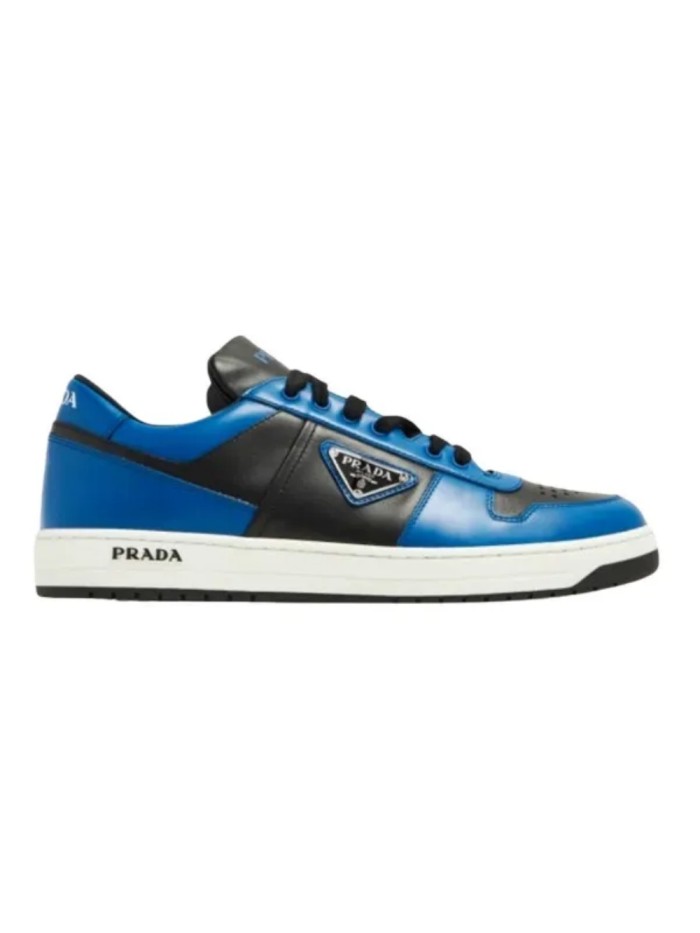 PR@DA@ DOWNTOWN LEATHER SNEAKERS BLUE   PRD094