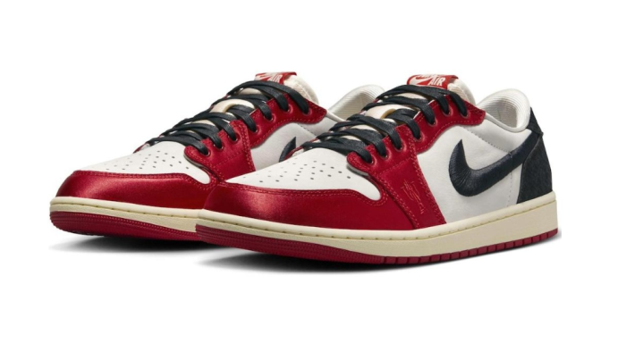 [plus-size shoes] Air @j1 Low Trophy Room Collaboration OG Away Satin Toe Embroidered Swoosh Sneakers 29225237