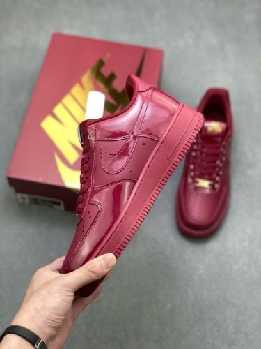 Air Force 1 Low Burgundy Patent Leather Signature Embroidery Sneakers 29225630