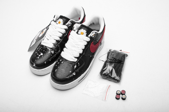 Air Force 1 Low Distressed Splatter Graffiti Black Red Contrast Sneakers 2 colors 29225491