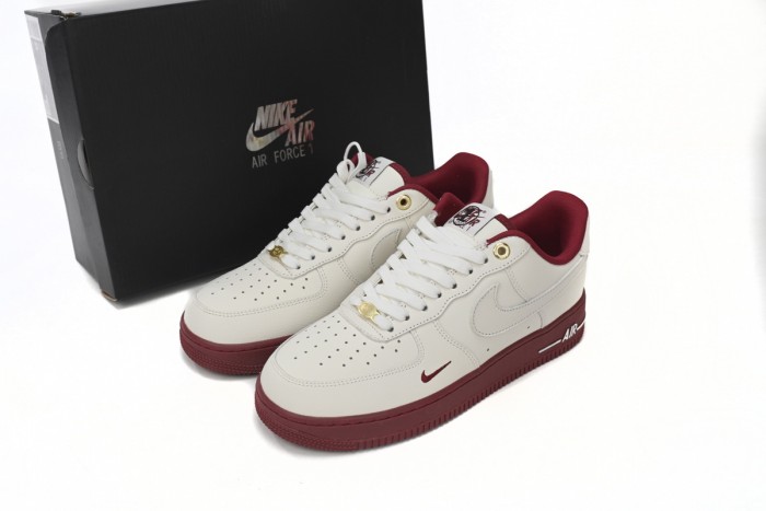 Air Force 1 40th Anniversary Off White Burgundy Double Swoosh Retro Leather Sneakers 29225442