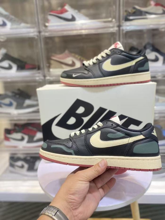 [plus-size shoes] Air @j1 Low OG Nigel Sylvester Collab Black Vintage Faded Green Aged Leather Sneakers 2 colors 29225165