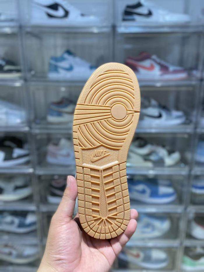 [plus-size shoes] Air @j1 Low SE Light Blue White Brown Denim Patchwork Vintage Retro Sneakers 29225193