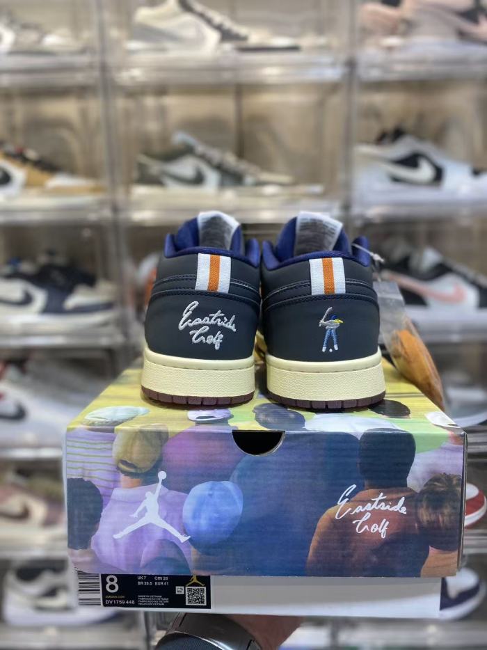 [plus-size shoes] Air @j1 Low Eastside Golf Collab Dark Navy Vintage Off White Gum Sole Retro Sneakers 2 colors 29225167