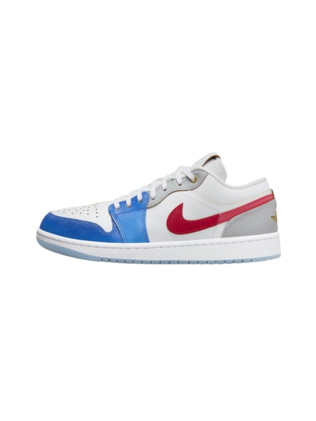 [plus-size shoes] Air @j1 Mid White Blue Red Grey Multi Color Block Contrast Basketball Shoes 29225296