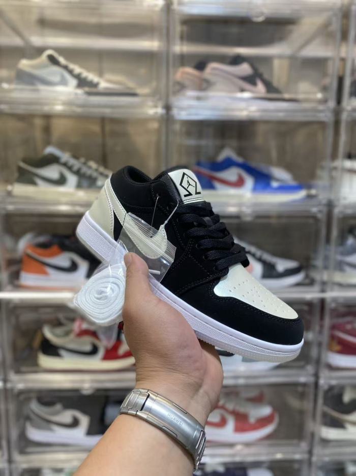 Air @j1 Low SE Diamond Panda Black White Contrast Suede Sneakers 4 colors 29225171