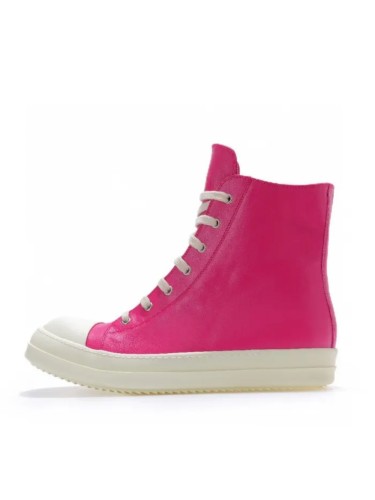 1:1 quality version Red pink thin lace zippered high top shoes 25167091
