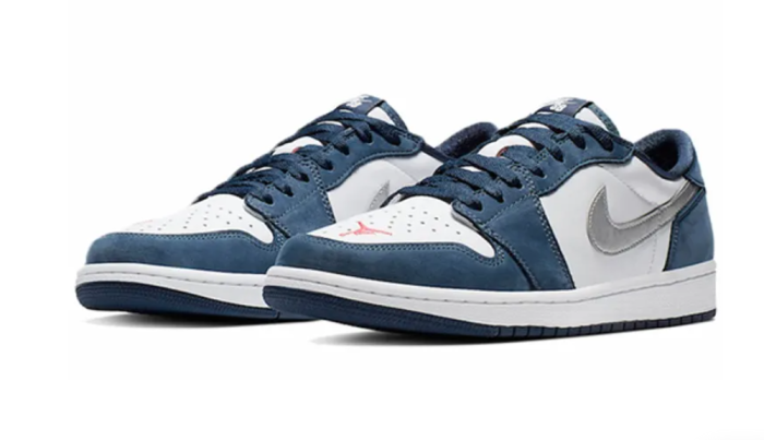 [plus-size shoes] Air @j1 Low SB Eric Koston Navy Blue White Suede Panel Sneakers 29225280