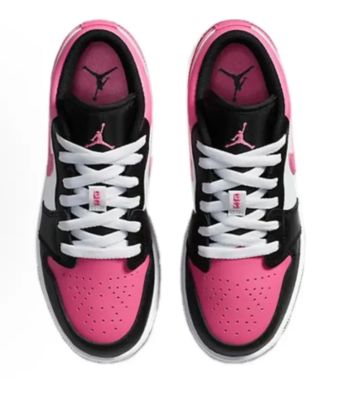 Air @j1 Low GS Black White Pink Toe Colorway Casual Wear Resistant Leather Sneakers 2 colors 29225147