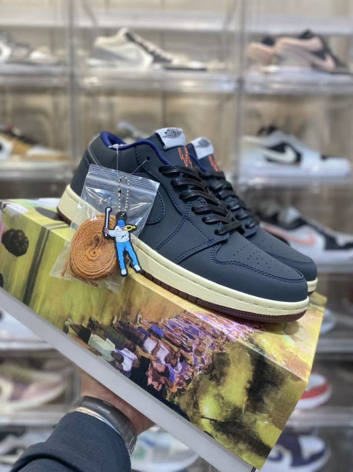 [plus-size shoes] Air @j1 Low Eastside Golf Collab Dark Navy Vintage Off White Gum Sole Retro Sneakers 2 colors 29225167