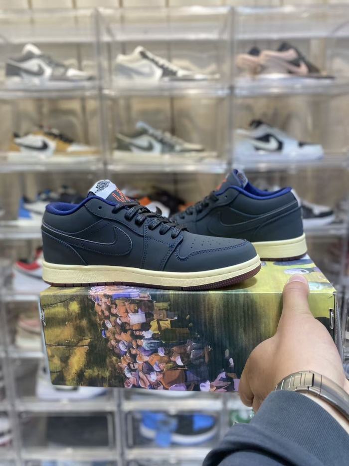 [plus-size shoes] Air @j1 Low Eastside Golf Collab Dark Navy Vintage Off White Gum Sole Retro Sneakers 2 colors 29225167