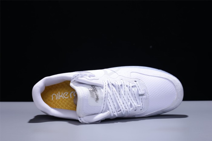 Air Force 1 React White Mesh Transparent Swoosh Ice Outsole Light Bone Sneakers 29225485
