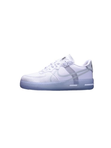 Air Force 1 React White Mesh Transparent Swoosh Ice Outsole Light Bone Sneakers 29225485