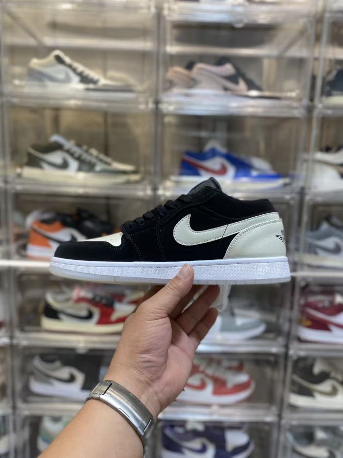 Air @j1 Low SE Diamond Panda Black White Contrast Suede Sneakers 4 colors 29225171