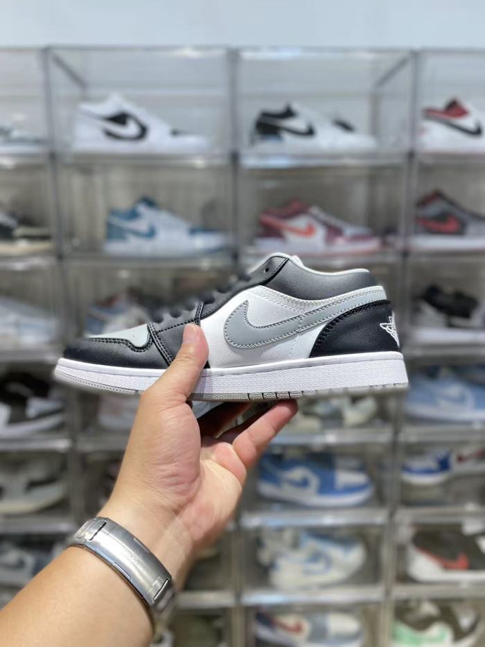 [plus-size shoes] Air @j1 Low Black White Grey Reverse Shadow Color Block Retro Unisex Sneakers 2 clolors 29225200