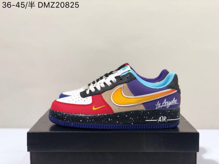 Air Force 1 Low Los Angeles Multi Color Patchwork Gradient Swoosh Splatter Sneakers 29225522