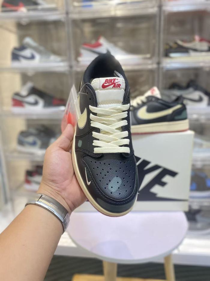 [plus-size shoes] Air @j1 Low OG Nigel Sylvester Collab Black Vintage Faded Green Aged Leather Sneakers 2 colors 29225165