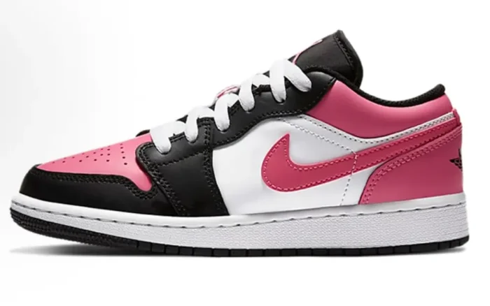 Air @j1 Low GS Black White Pink Toe Colorway Casual Wear Resistant Leather Sneakers 2 colors 29225147