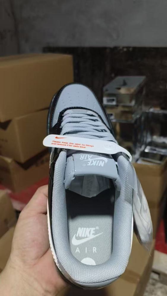 Air Force 1  Low Black Grey White Gloss Patent Panel  Sneakers 29247253