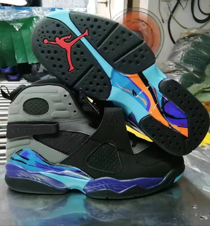 [plus-size shoes] Air @j8 Retro Aqua OG Black & Blue High-Top Vintage Basketball Shoes 15 colors 29247370