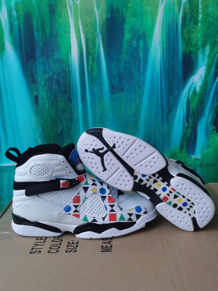 [plus-size shoes] Air @j8 Quai 54 Multicolor Triangle Graphic Unisex Mesh Leather High Top Basketball Shoes 2 colors 29247312